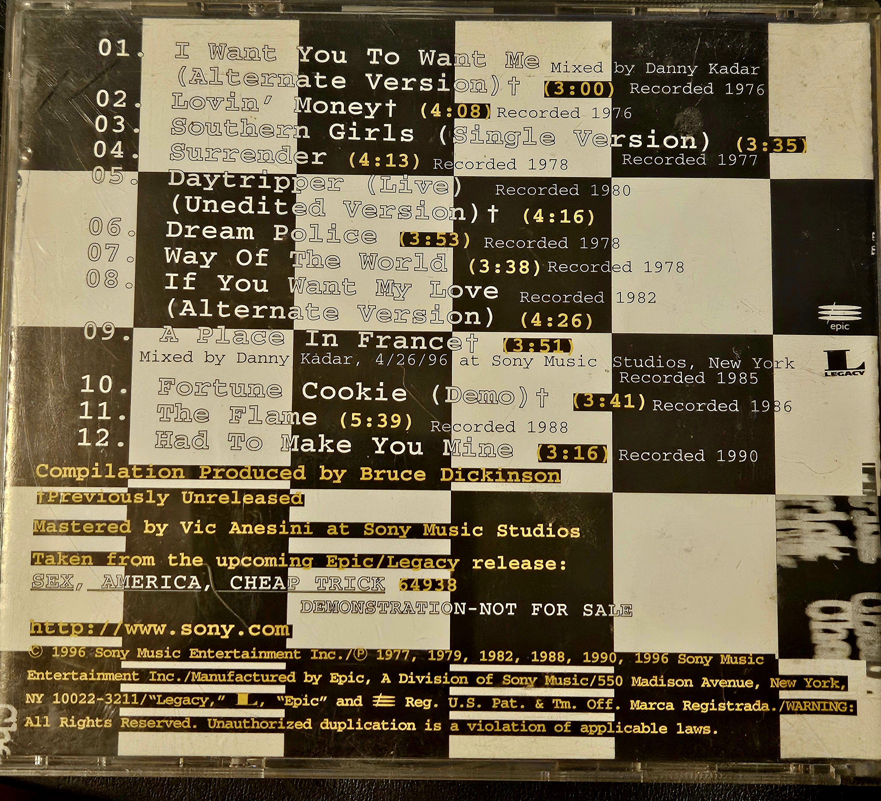 YOU CAN HAVE SEX IN AMERICA WITH CHEAP TRICK Promo CD photo 4