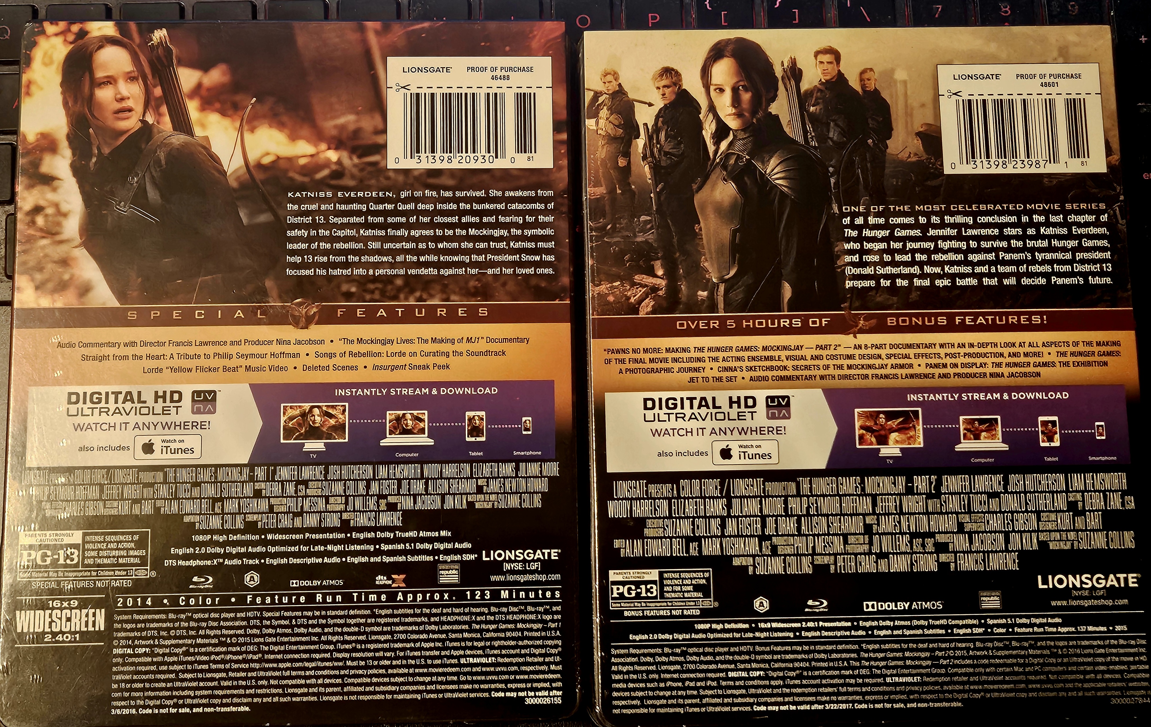 HUNGER GAMES MOCKINGJAY 1 &2 BEST BUY EXCLUSIVE BLU RAY STEELBOOKS! SEALED! NEW! photo 2